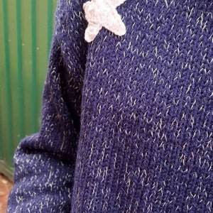 Blue sweater with white stars, Hand knit for Kids Teens adult image 10