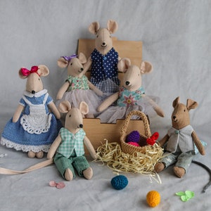 Mouse stuffed animal as Easter gifts kids, Toddler gift niece from aunt, Maileg mice inspired, Fabric doll mouse, Daughter birthday gift