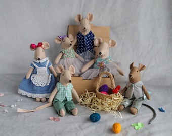 Mouse stuffed animal as Easter gifts kids, Toddler gift niece from aunt, Maileg mice inspired, Fabric doll mouse, Daughter birthday gift