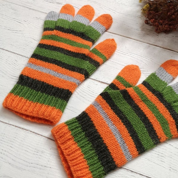 Gestreepte handschoenen als dochterverjaardagscadeau, kerstcadeau aan nichtje van tante, wollen merinohandschoenen, winterherfst verjaardagscadeaus, 16e tiener