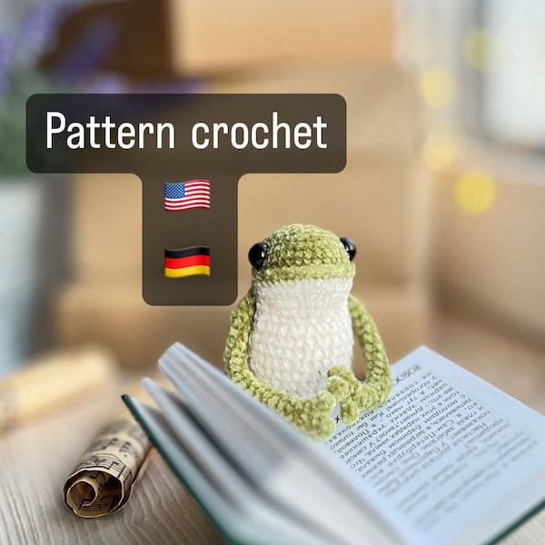 Crochet frog PATTERN crochet DIY, Amigurumi Tutorial toad pattern digital PDF, Froggy TikTok miniature Gestrickter Frosch Deutsch German