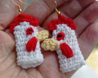 Other Mother Chicken Oven Mitt earrings crocheted as gift for cosplay, red & white accessories for Christmas gift, Beldam birthday