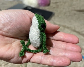 Baby Knitted frog stuffed animal Green toad as funny gift, knitting Frog's Deer Sweater , miniature cute Custom Frog, Finished Toy