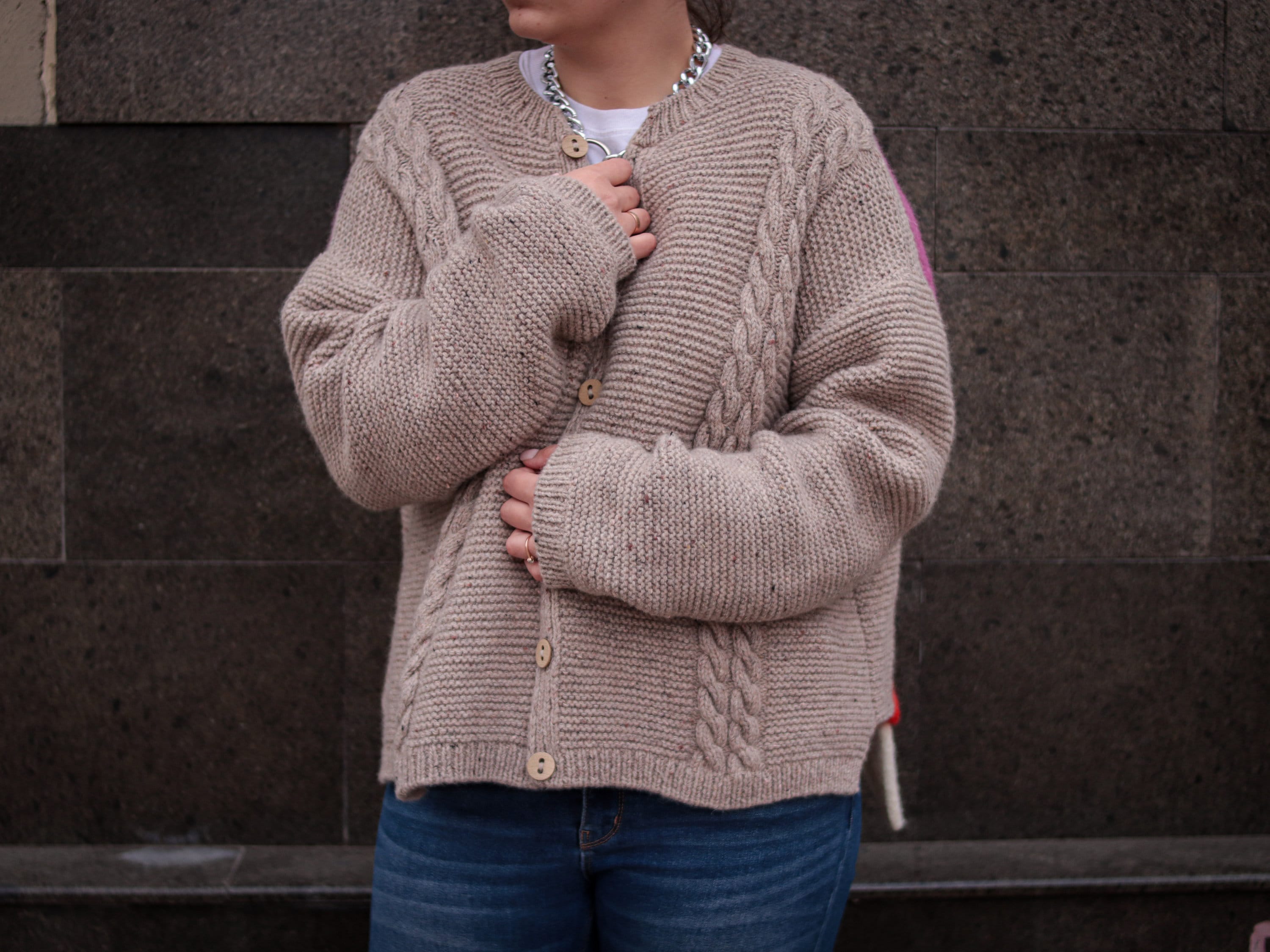 Cardigan Knit Face, Handmade OOAK Design, Unique Gray Cardigan Knit Face, Handmade OOAK Design, Unique Gray
