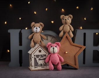 Blythe friend Pet teddy Bear - beige crochet bear, Christmas gift, Cute pet for Blythe doll, Pocket hugs pet for Xmas gift, Birthday gift