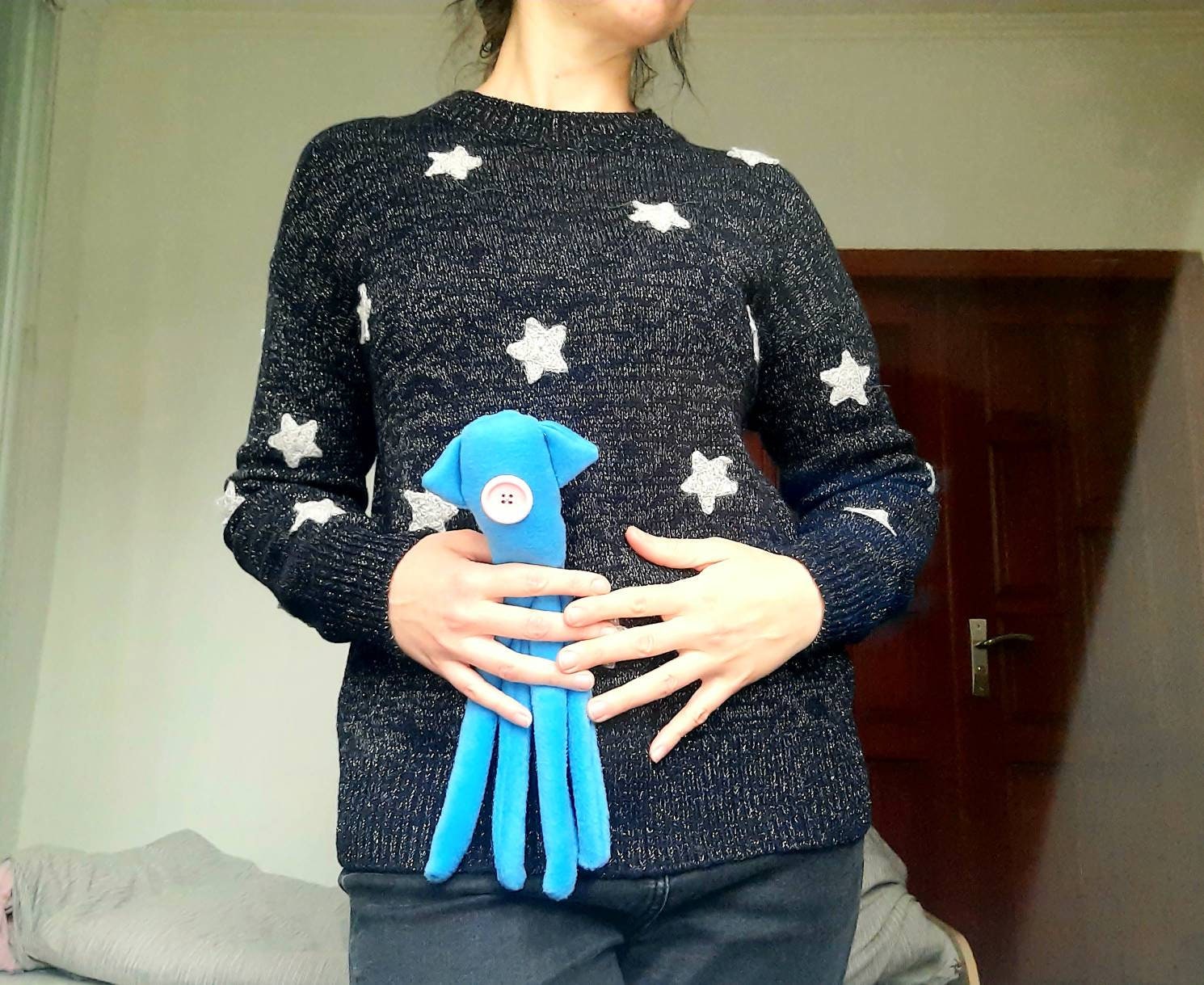 Blue sweater with white clearance stars