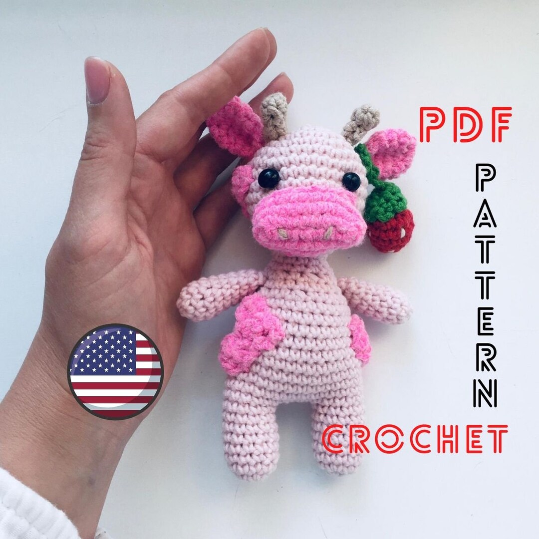 Strawberry Cow Crochet Pattern Amigurumi Cow Download PDF Etsy
