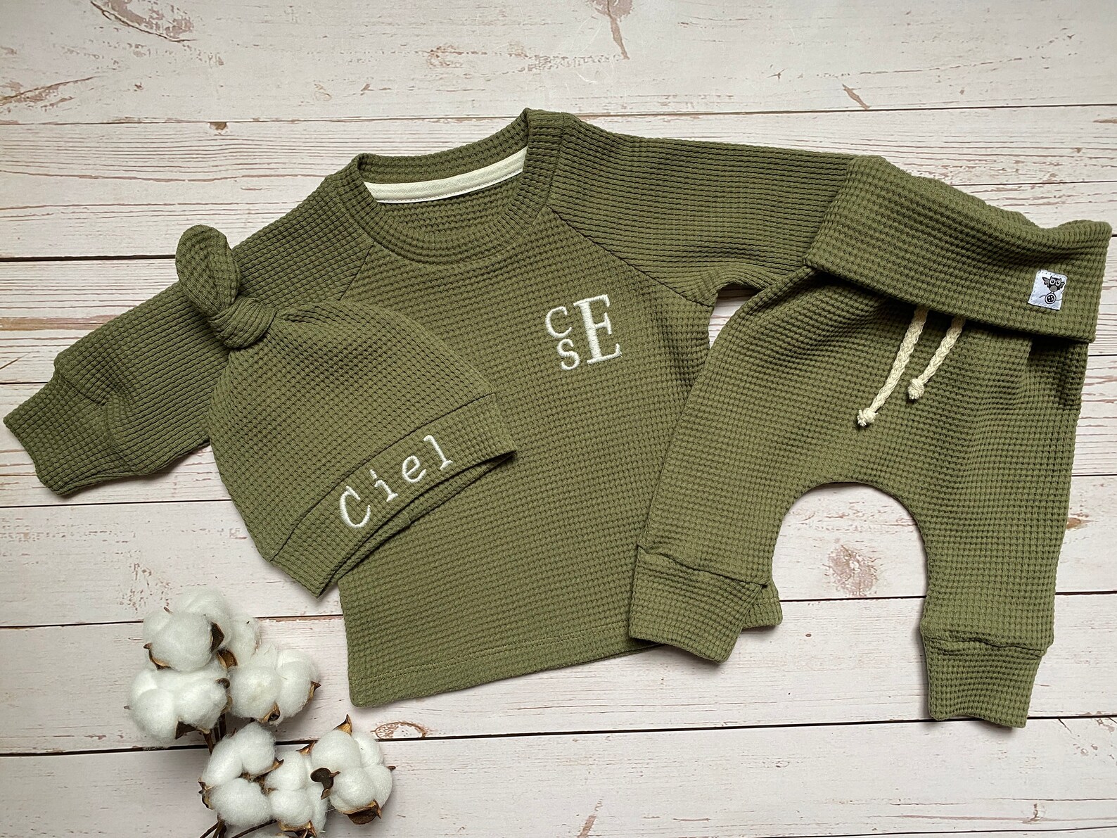 Sage green waffle baby clothes baby boy coming home outfit Etsy