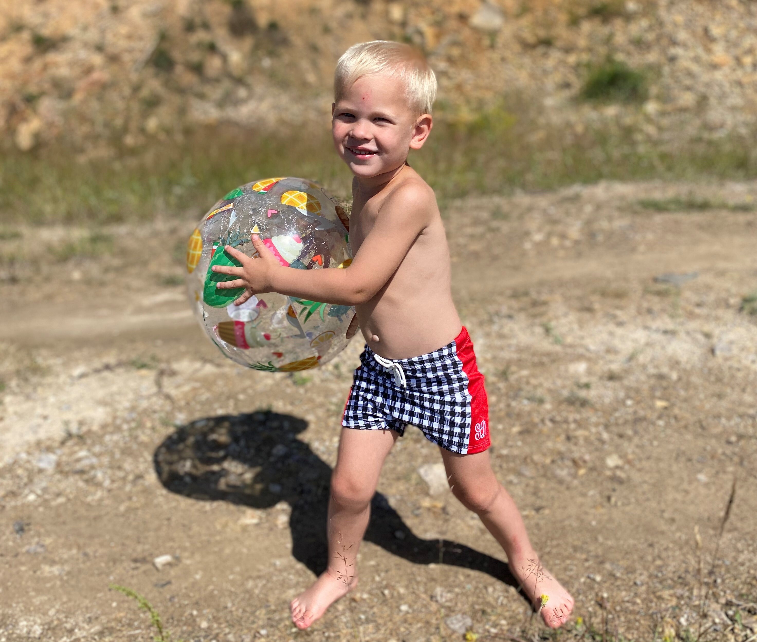 Buffalo plaid baby boys swim trunks personalized baby boys Etsy