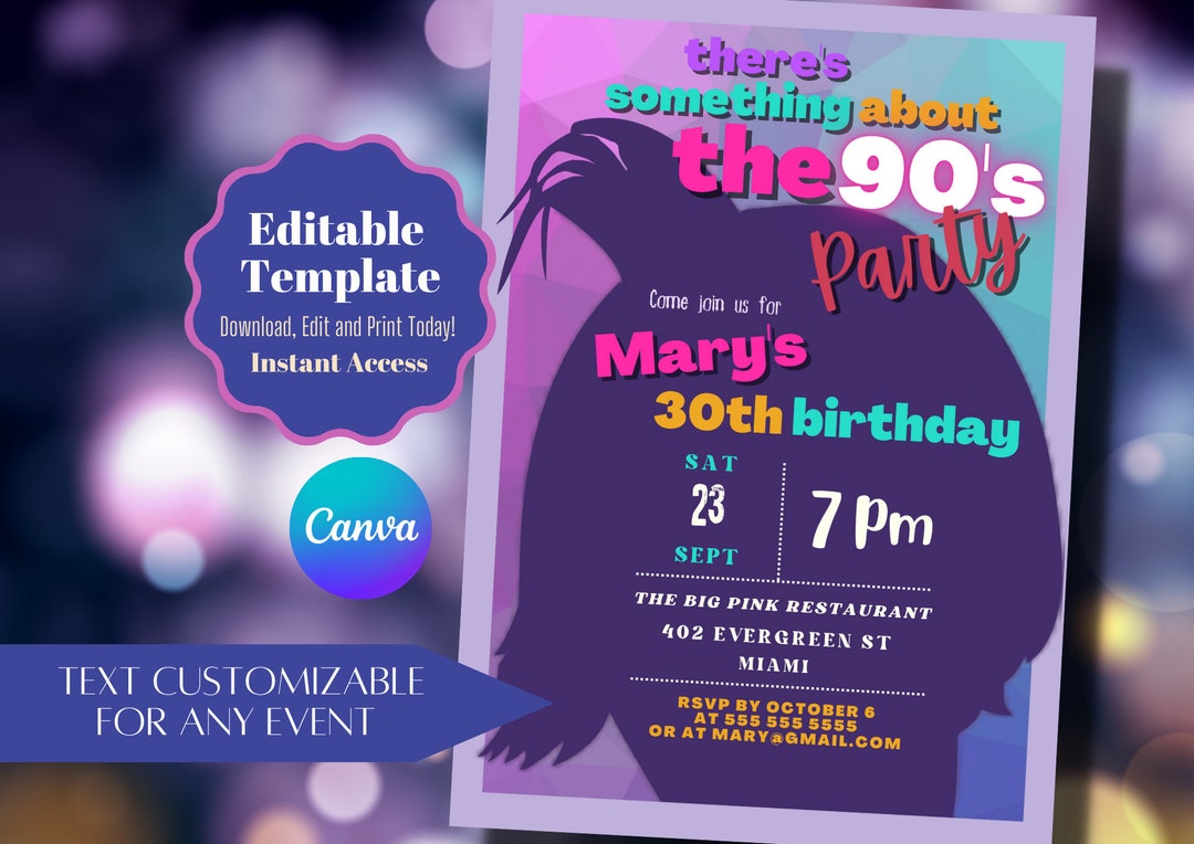 90er Jahre Einladung 30 Geburtstag 90er Party www.etsy.com