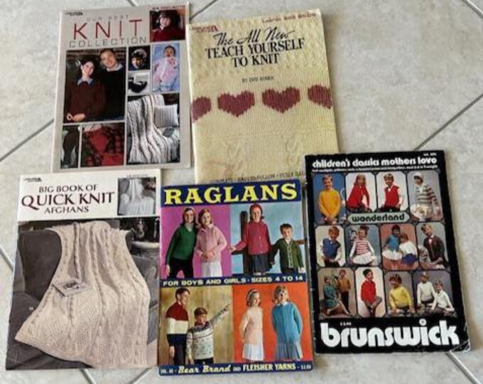 Lot of 5 Vintage Knitting Pattern Books Afghans, Infant to Adult ...