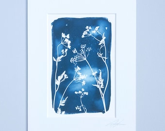 6x4" (10x15.5cm) Reproduction Giclee Cyanotype print. Mounted or Unmounted.