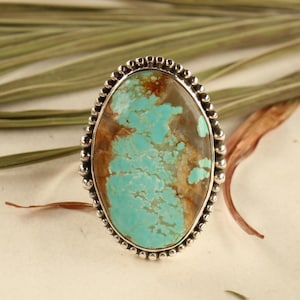 Handmade Southwest Turquoise Sterling Silver Ring | Boho Statement Ring | Genuine Turquoise Jewelry | Cowgirl Ring | Navajo Style Ring