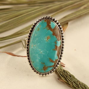 Handmade Southwest Turquoise Sterling Silver Ring | Boho Statement Ring | Genuine Turquoise Jewelry | Cowgirl Ring | Navajo Style Ring