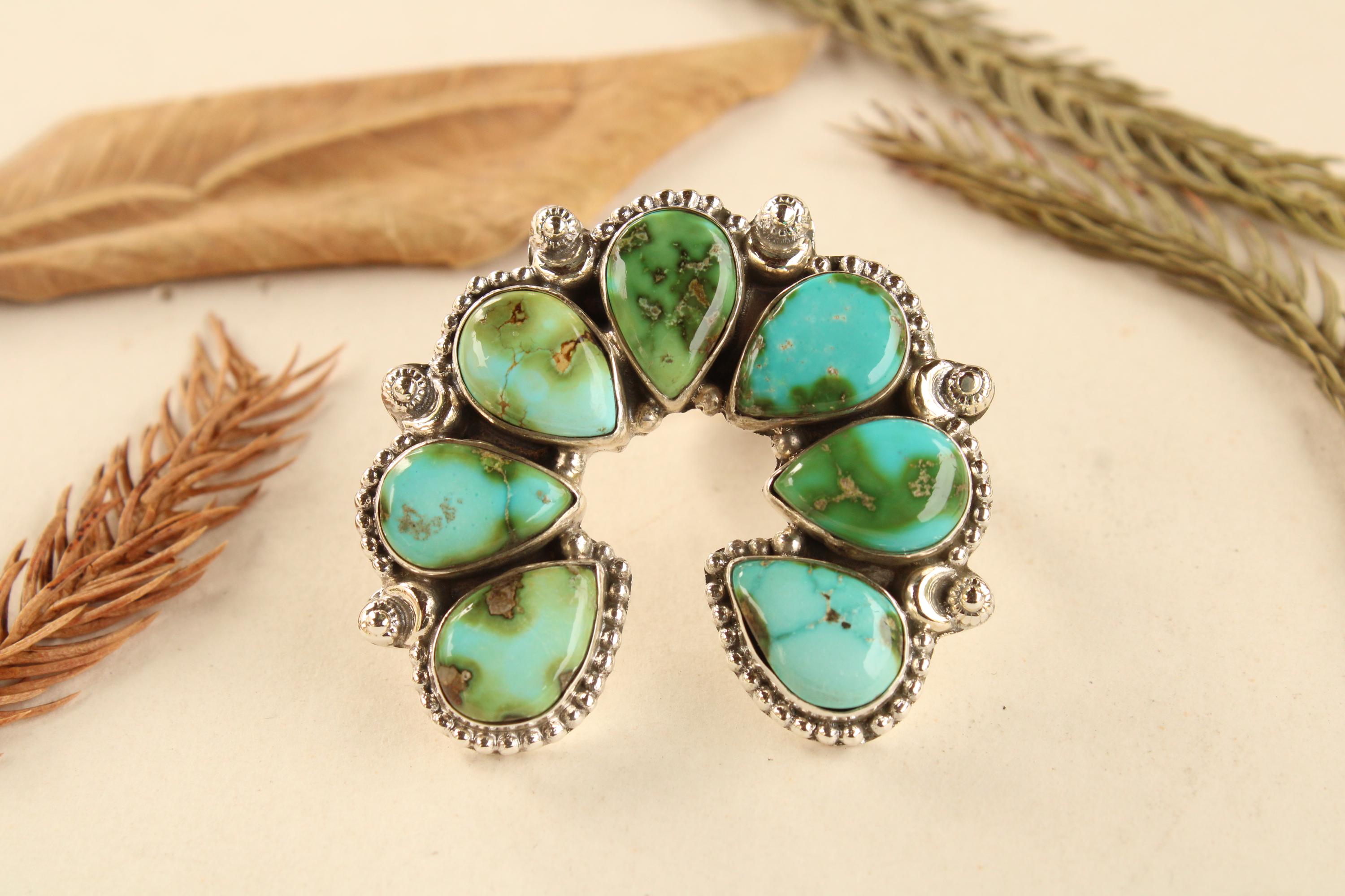 Naja Rind Southwest Sonoran Gold Naja Ring | Sterling Silver Turquoise Cluster ...