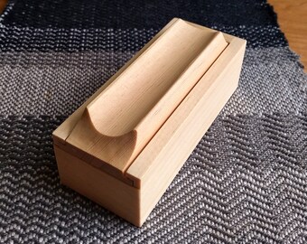 Sliding Lid Wooden Box With Hand Carved Lid, Unique Handmade Container, Hand Crafted Stash Box In Wood