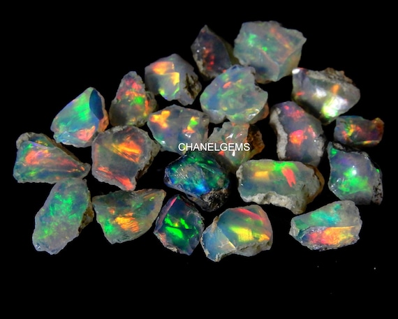 Polish Opal Drill Rough Opal Crystal AAA Grade Raw Opal Raw Opal Natural Ethiopian Opal 3 to 6mm 10 PCs Lot Multi fire Opal Rough