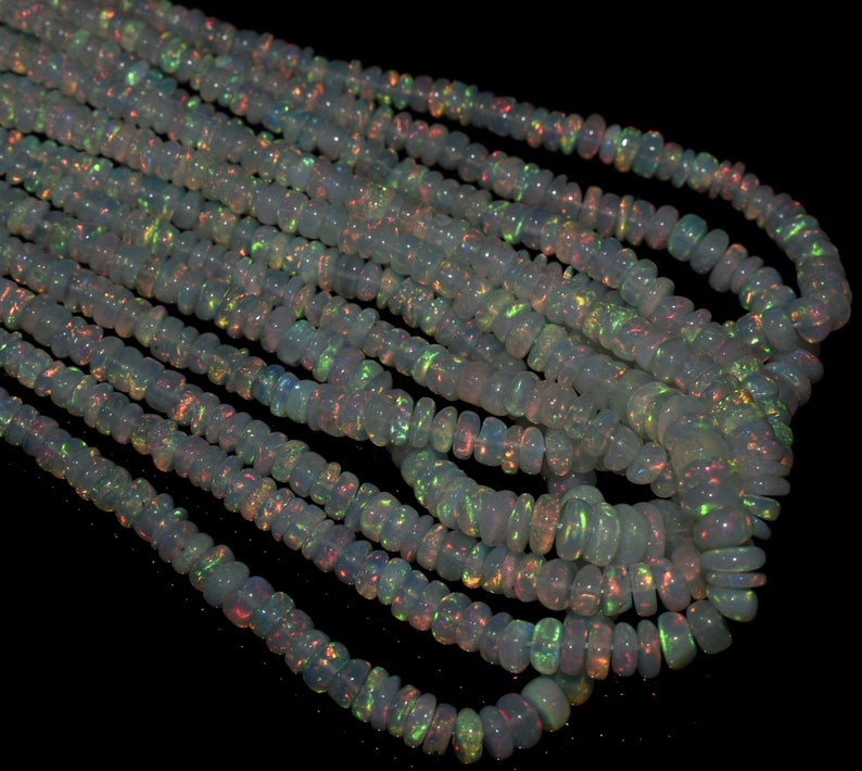 AAA Natural Black Ethiopian opal Rondelle Beads Necklace 3-5 MM Size Fire Opal Beads Welo Opal Beads Black Opal Beads 16INCH