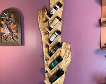 Functional Art for Wine Lovers – Live Edge Maple Wine Rack (D)