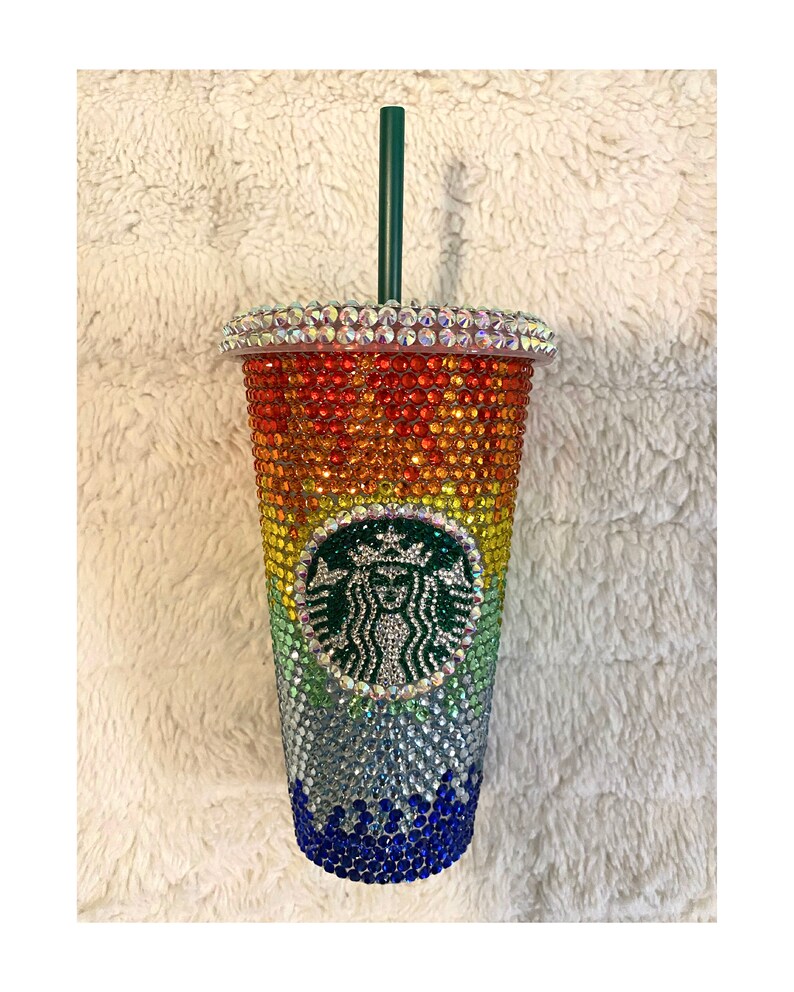 Rainbow Full Bling Starbucks Cup Rainbow Ombre Bedazzled Etsy