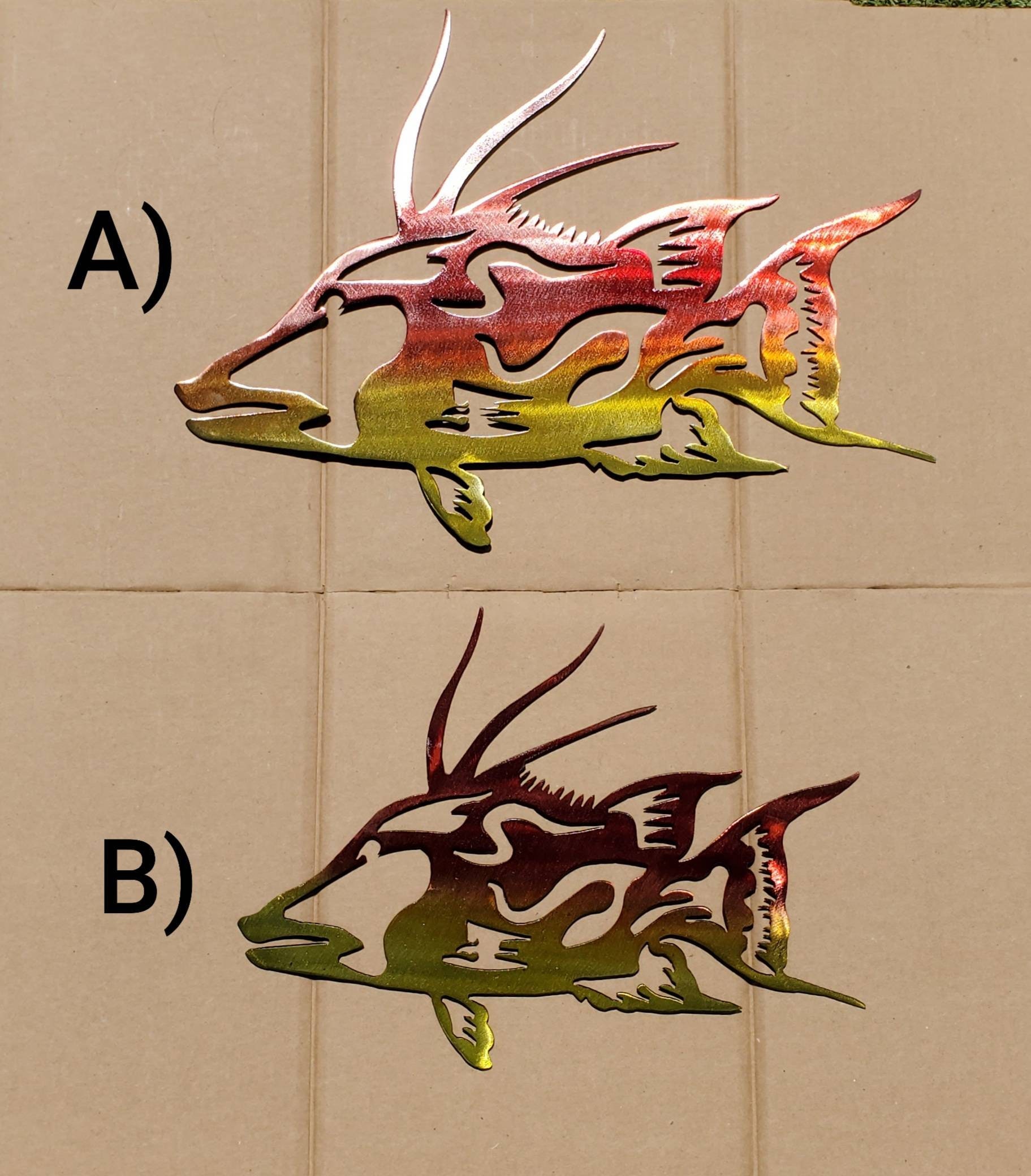 Painted Metal Hogfish Wall Decor for Indoor or Outdoor. Art Etsy