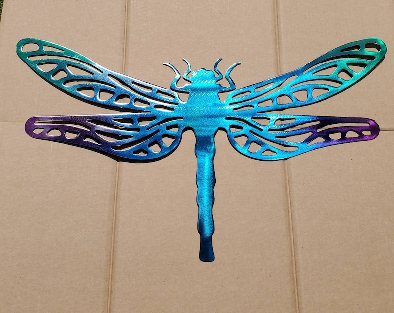 Beautiful Dragonfly Metal art 2ft wide great for indoor or Etsy