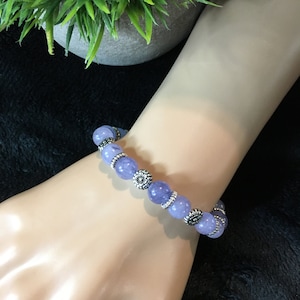 Purple Angel Stone Beaded Stretch Bracelet, Handmade Gifts for Women, Purple Stretch Bracelet, Bracelet Gift, Women&#39;s Bracelet Gift