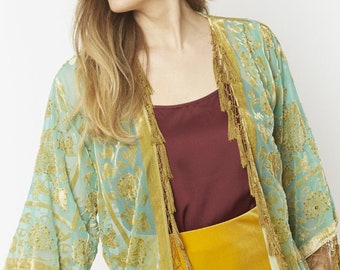 Green Silk Devore Jacket