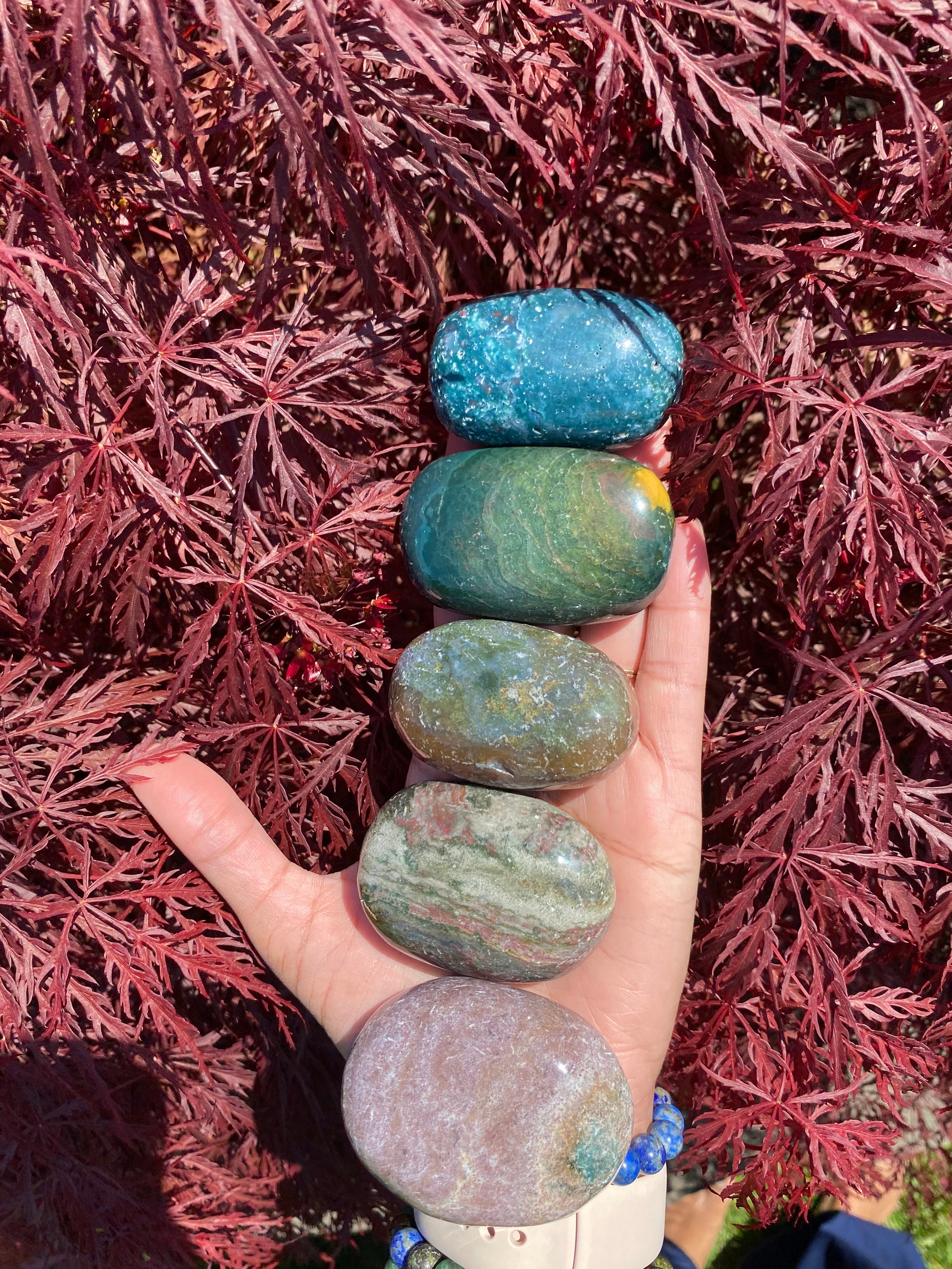 Ocean Jasper Ocean Jasper Palm Stone Sea Jasper Ocean Etsy