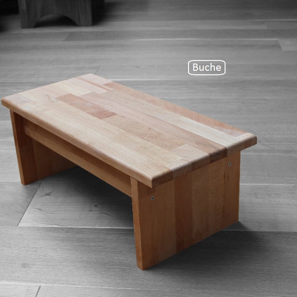 Handmade and compact stool / toilet stool made of solid beech, waxed. Step, stool, seat, footstool, bench, solid wood