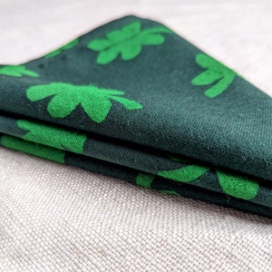 Clover Dinner Napkins, 17 x 17 inch Block Printed Soft Cotton Napkins, St. Patrick's Day Table Decor, Set of Cloth Napkins image 2