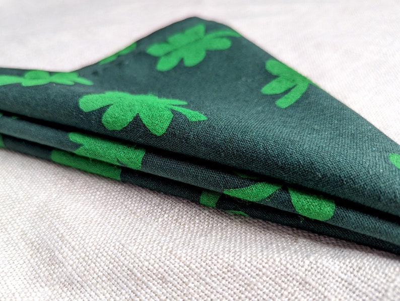 Clover Dinner Napkins, 17 x 17 inch Block Printed Soft Cotton Napkins, St. Patrick's Day Table Decor, Set of Cloth Napkins image 2