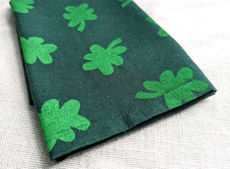 Clover Dinner Napkins, 17 x 17 inch Block Printed Soft Cotton Napkins, St. Patrick's Day Table Decor, Set of Cloth Napkins image 3