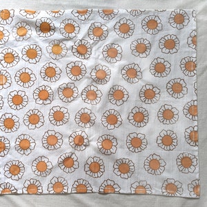 Flower Tea Towel, 28x28 inch Handprinted Cotton Kitchen Towel, Daisy Print Tea Towel, Block Print Dish Towel, Small Tablecloth, Table Topper image 5