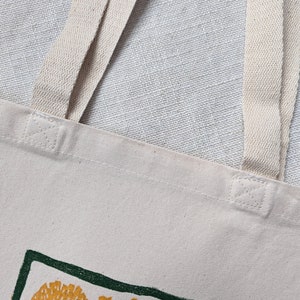Dandelion Tote Bag, Block Printed Organic Cotton Canvas Bag, 14x15 inches image 5
