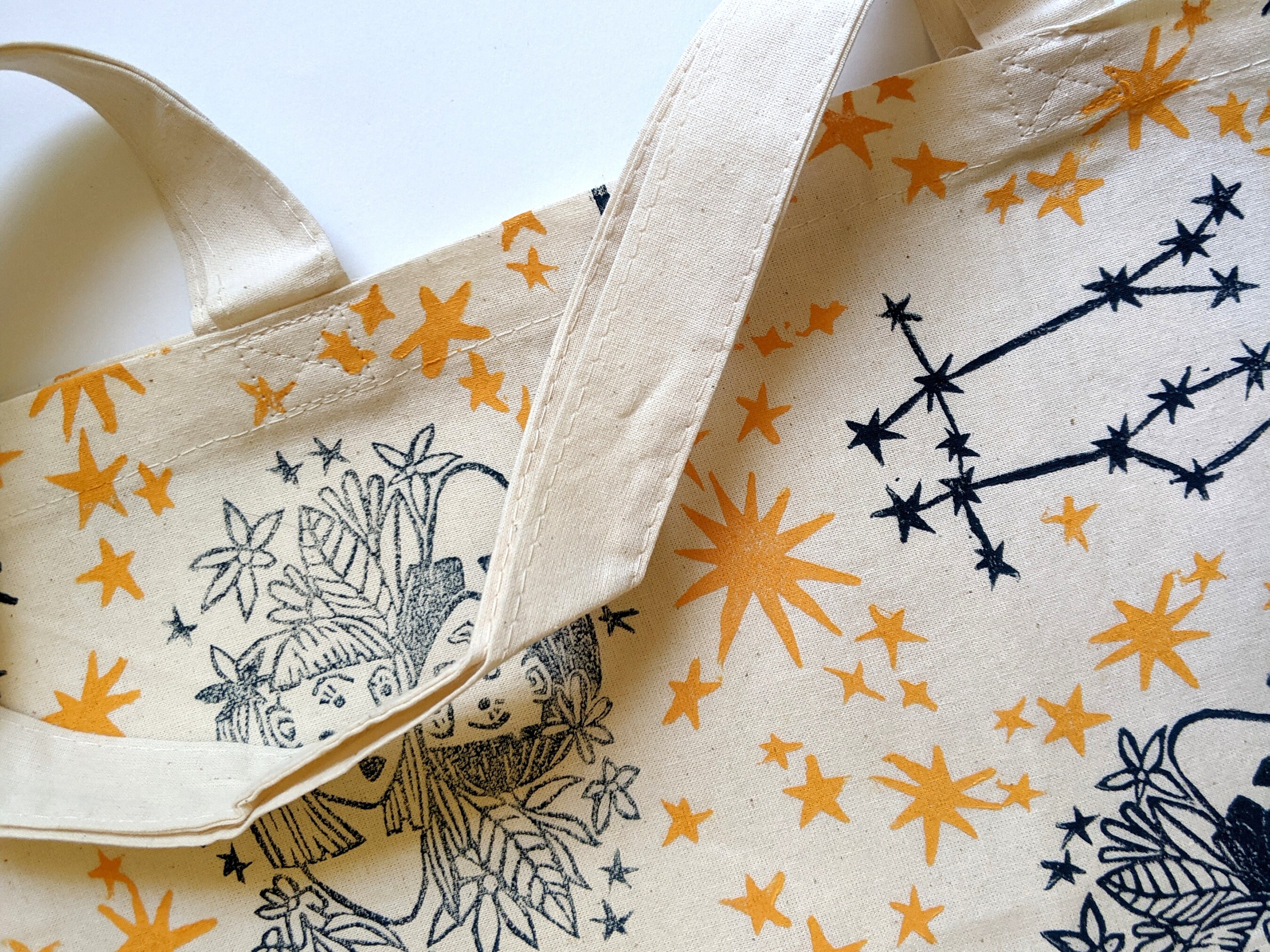 Gemini Tote Bag Organic Cotton Bag Reusable Bag Fabric Shoulder Bag Block Print Tote Bag Handprinted Etsy Canada