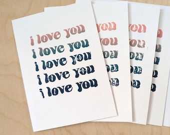 Ensemble de 5 cartes de vœux d’amour, 5 x 7 cartes faites à la main, paquet de 5 cartes avec blanc à l’intérieur, carte de Saint-Valentin, cadeau je t’aime, carte d’anniversaire