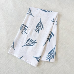 Nature Print Tea Towel, Block Printed Cotton Dish Towel, 28x28in Kitchen Towel, Housewarming Gift, Small Square Tablecloth, Kitchen Decor