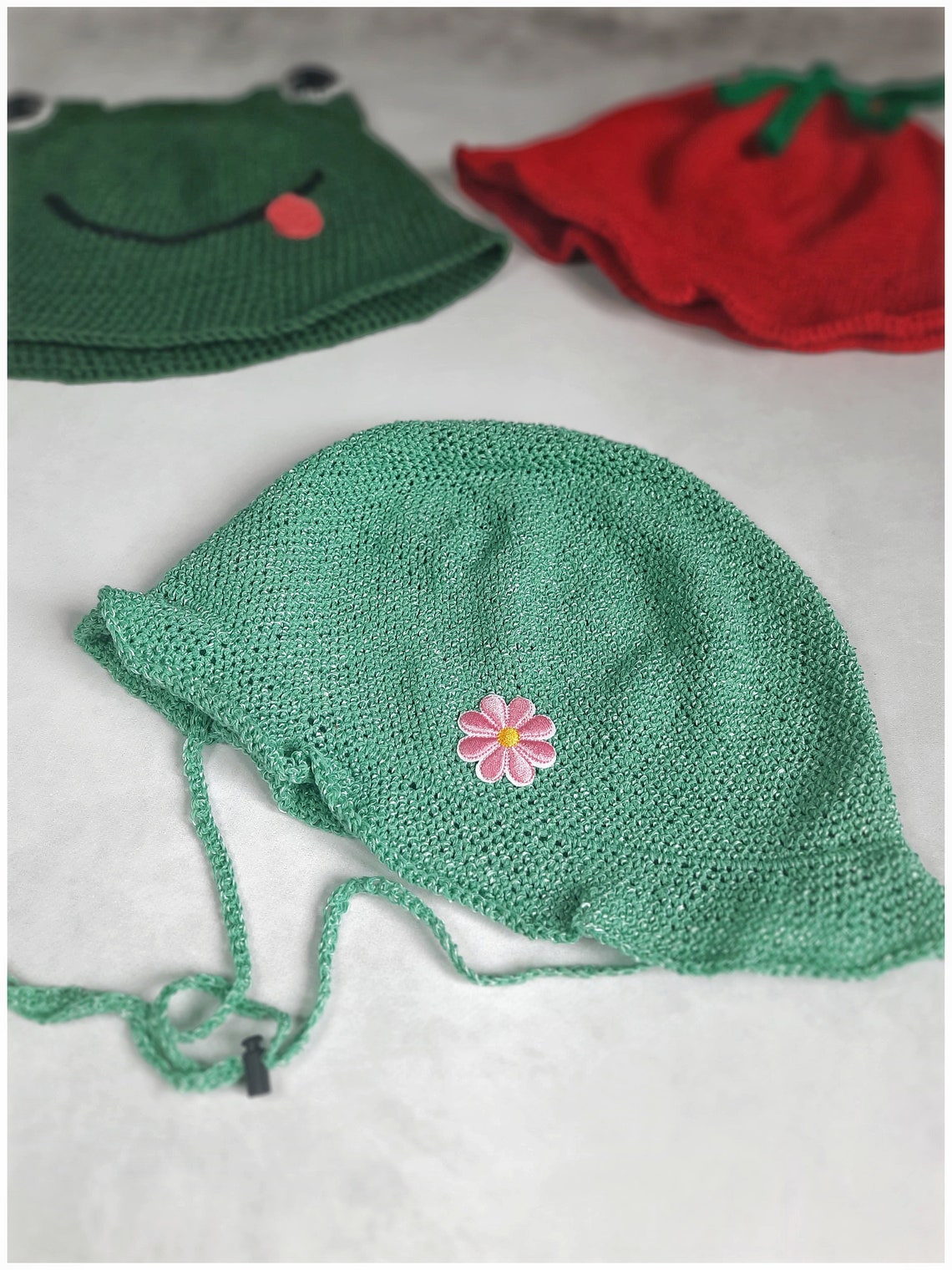 Custom embroidered bucket hats with string cute crochet Etsy