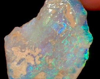 26.00 Carat Natural Australian Fire Opal Rough Blue Green Fire Solid Size 33X29X6 mm