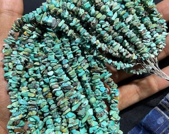 Natural Arizona Turquoise Chips Raw Beads Genuine Untreated (16 Inch Strand, 4x5mm Approx)