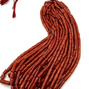 1 strand Natural Italian Coral Beads Tube Shape Smooth Italian Red beads Size 6X5MM TO 5X10MM 16&quot; inch