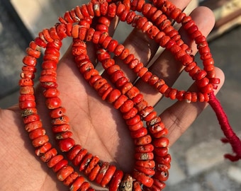 18 Inches Rare Natural Italian Coral Beads Rounded Shape Size 5X4-12X9 mm 2 Strand