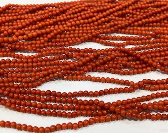 19 Inches Strand,Rare Natural Italian Coral Beads Smooth Round Balls,Size 4x5mm