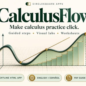 CalculusFlow — Interactive Calculus Practice App, Derivatives & Integrals, Offline HTML Download, English and Spanish