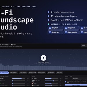 Lo-Fi Soundscape Studio | Lo-Fi Music and Ambient Nature Sound Generator, Study, Sleep & Stream Music, Royalty-Free WAV | Digital Download