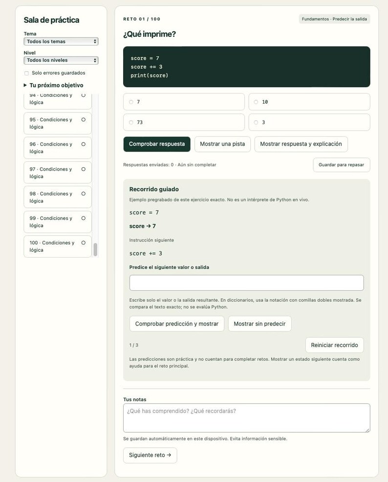 PythonPractice — Python Coding Exercises for Beginners, 100 Challenges + 50 Variations, Offline App, English and Spanish image 8