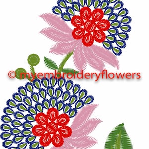 Broderidesign: Kreativ blomma för broderimaskin och PDF-fil ingår för manuell broderi - Ladda ner
