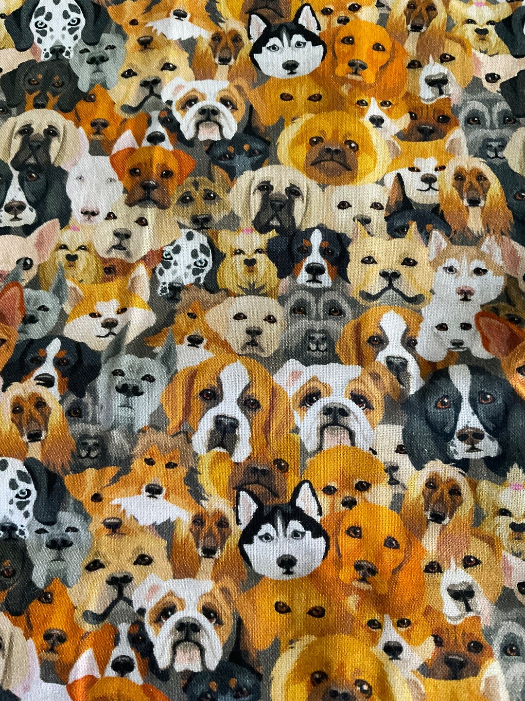 1 Metre Piece Dog Face Fabric. Cotton. 54 Wide Etsy