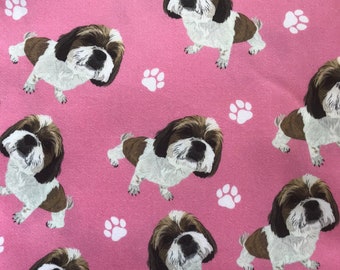 Lap Dogs Fabric Shih Tzu Dog Breed Floral Turquoise Girly - Etsy